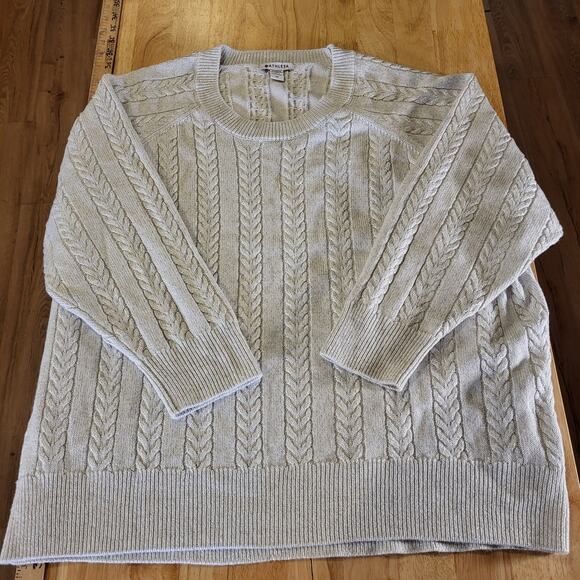Athleta Silver Gray Metallic Cable Knit Sweater 2x 29" Pit to Pit - Picture 1 of 13